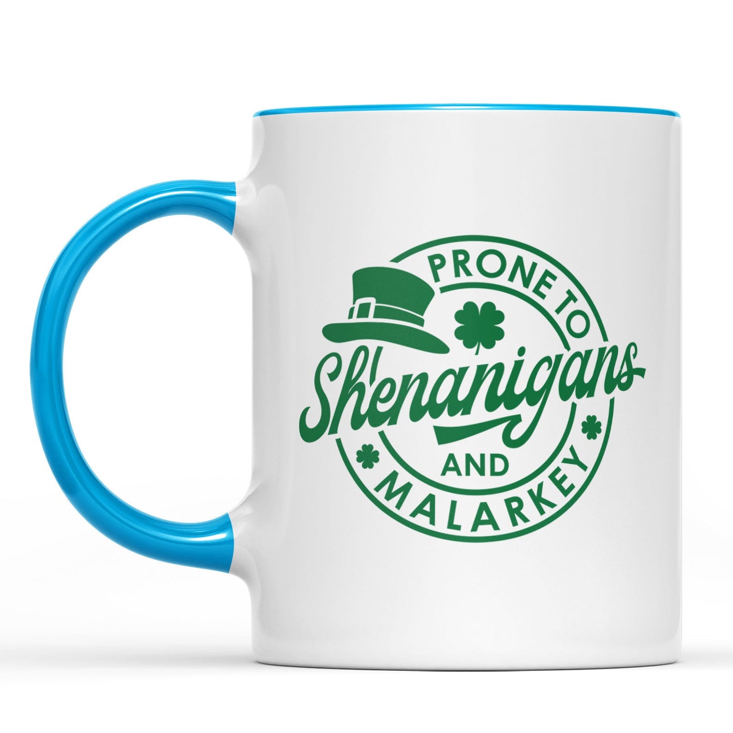 Prone To Shenanigans and Malarkey, St. Patrick's Day Accent Mug White Mug, Irish Coffee Mug 681873