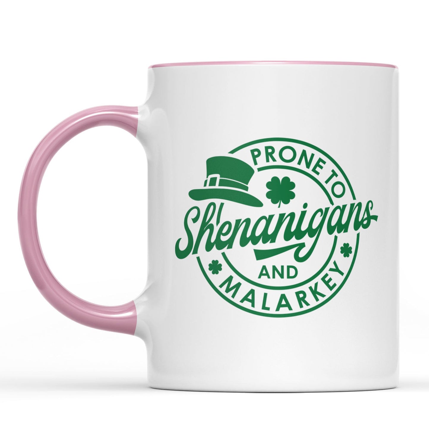 Prone To Shenanigans and Malarkey, St. Patrick's Day Accent Mug White Mug, Irish Coffee Mug 681873
