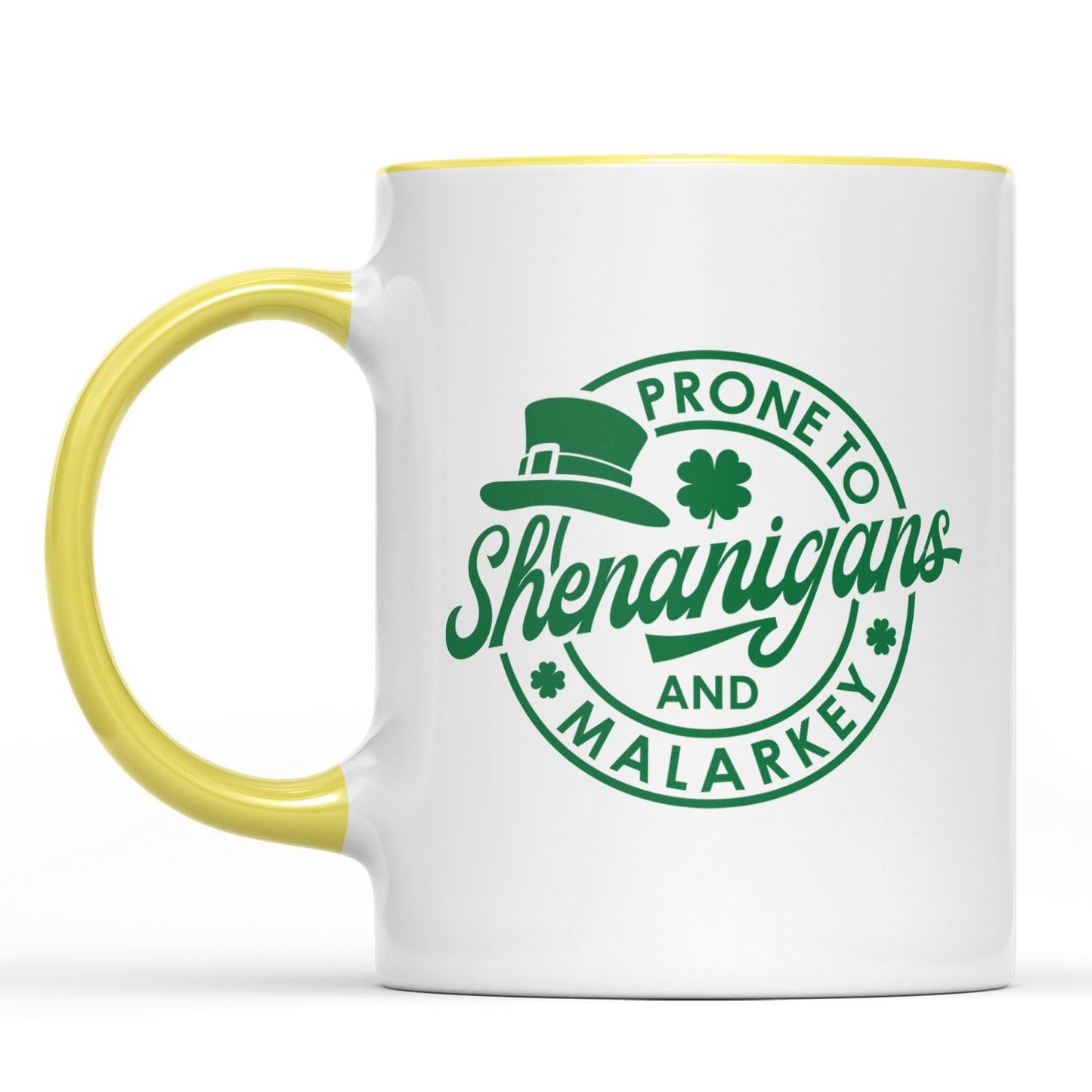 Prone To Shenanigans and Malarkey, St. Patrick's Day Accent Mug White Mug, Irish Coffee Mug 681873