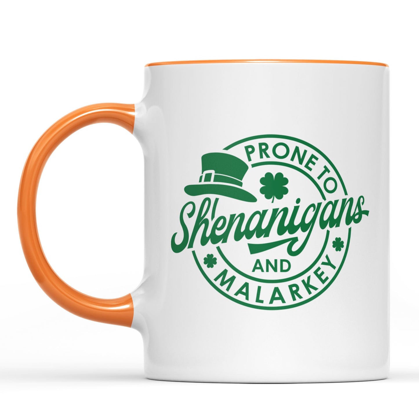 Prone To Shenanigans and Malarkey, St. Patrick's Day Accent Mug White Mug, Irish Coffee Mug 681873