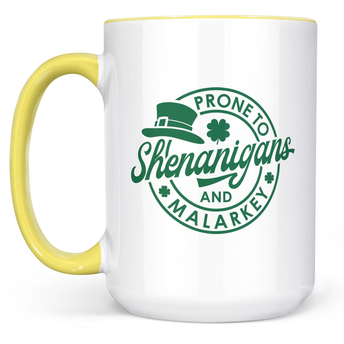 Prone To Shenanigans and Malarkey, St. Patrick's Day Accent Mug White Mug, Irish Coffee Mug 681873